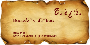 Becsák Ákos névjegykártya